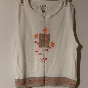 Christopher & Banks hand Embroidered Sleeveless Top -